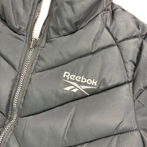 Women’s Reversible Hooded Winter Coat Puffer Jacket Black/White Faux Fur Size L - Picture 8 of 13